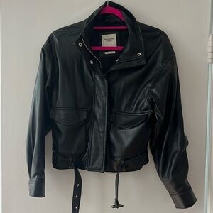Abercrombie & Fitch Cropped Faux Leather Bomber Jacket